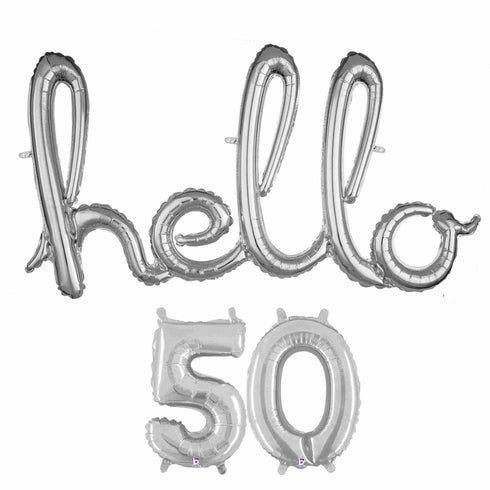 Hello 50 Foil Balloons | Rose Gold | Gold | Silver