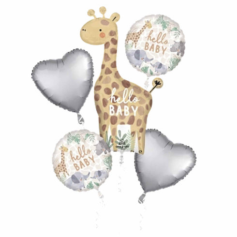 Hello Baby Shower Giraffe Balloon Bouquet | Set 5