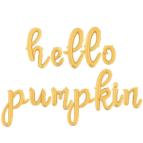 Hello Pumpkin Script Letter Balloon Kit | Silver | Gold | Rose Gold
