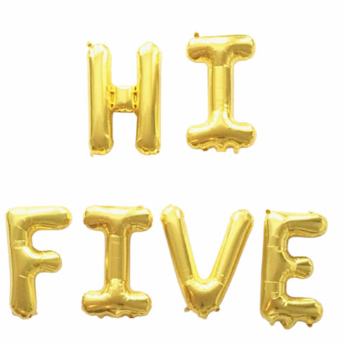 HI FIVE Letter Balloons | Silver | Gold | Rose Gold | Pink | Blue