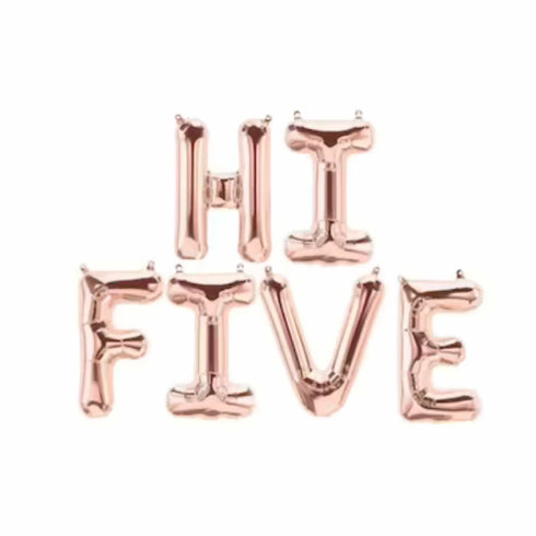HI FIVE Letter Balloons | Silver | Gold | Rose Gold | Pink | Blue