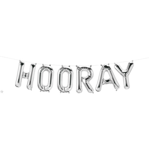 HOORAY Letter Balloon Banner | Gold | Rose Gold | Silver | Blue | Pink