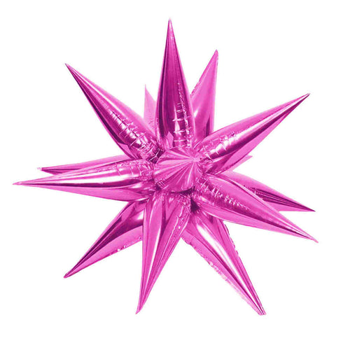 Hot Pink 3D Starburst Foil Balloon | 27 Inch and 40 Inch | Air Fill Only