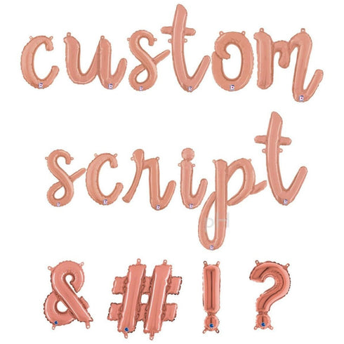 Rose Gold Script Cursive Letter Balloons