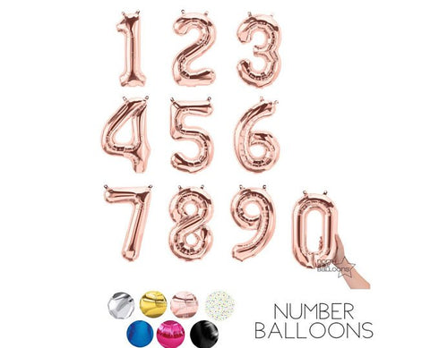 16 INCH | Rose Gold Number Balloons | Northstar Balloons