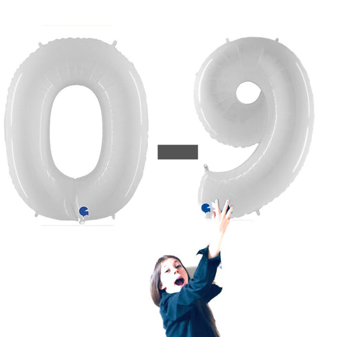 White Number 9 Balloons | 40 INCH
