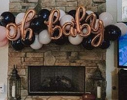 Oh Baby Matte Navy & Pink Gender Reveal Balloon Garland