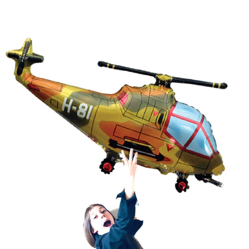 Helicopter Foil Balloons | Camouflage | Green | Red | Blue | 38 INCH