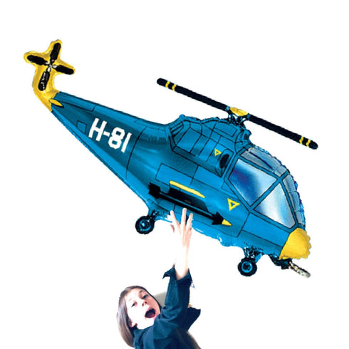 Helicopter Foil Balloons | Camouflage | Green | Red | Blue | 38 INCH