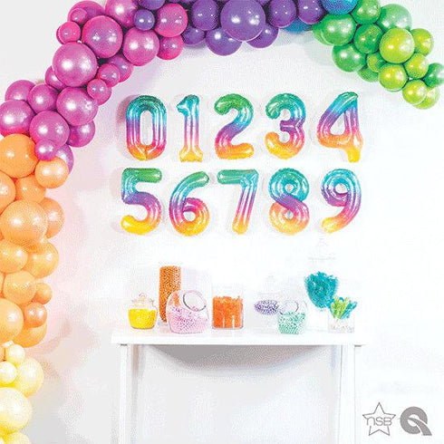16 INCH | Jelli Rainbow Ombre Number Balloons | Northstar Balloons