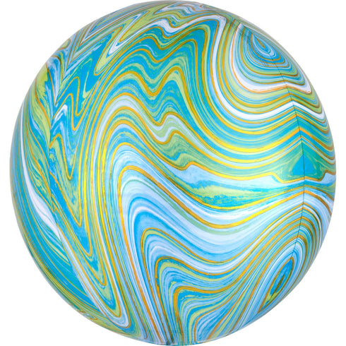 Marblez Orbz Balloons | Blue Green Gold | 16 INCH