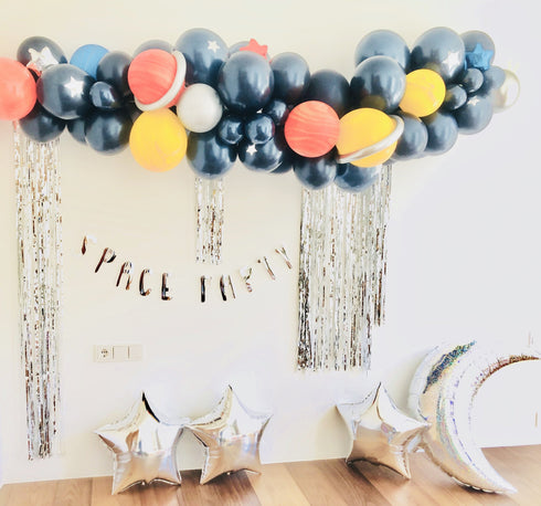 Space Party Paper Banner | Silver