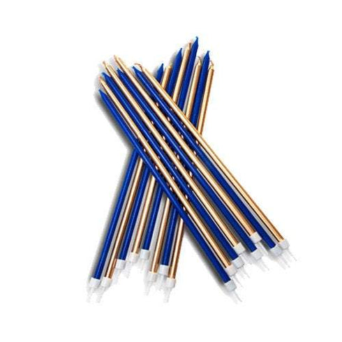 Navy & Gold Metallic Party Candles 7 IN