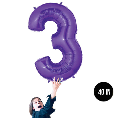 Purple Number 3 Balloons | 40 INCH