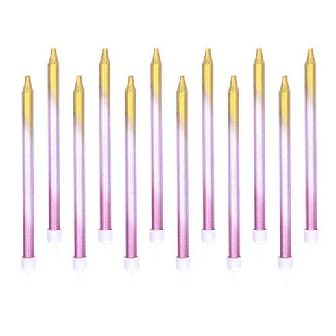 Tall Rose Gold Ombre Birthday Candles | Package 12