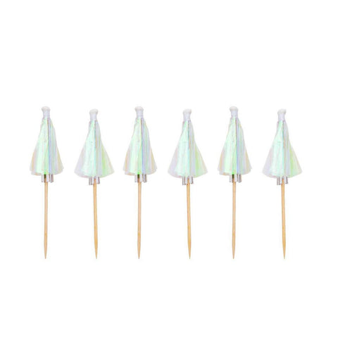 Iridescent Umbrella Cocktail Picks | Package 12
