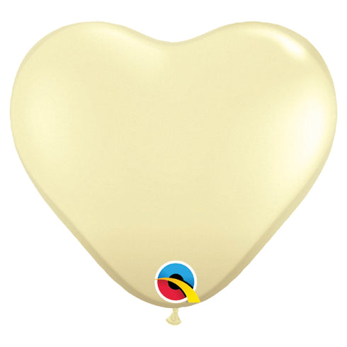 Ivory Silk Heart Latex Balloons | 6 INCH | Qualatex | Package 10