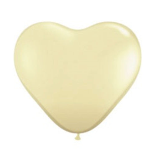 Ivory Silk Heart Latex Balloons | 11 INCH | Qualatex | Package 10