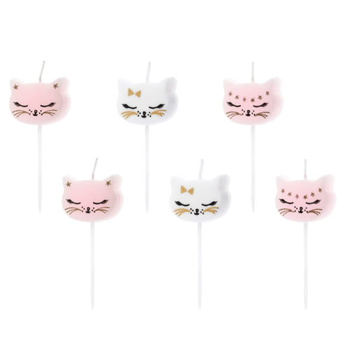 Pretty Pink Kitty Cat Candles | Set of 6