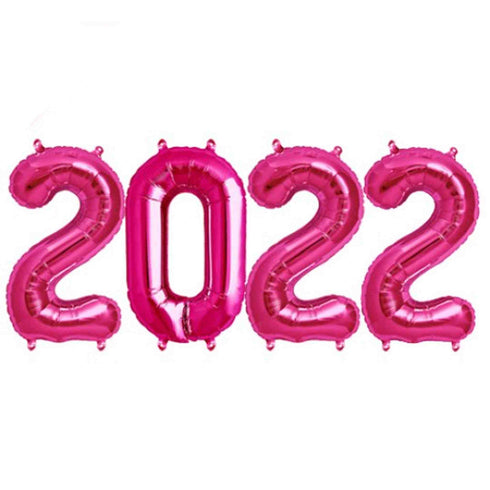 2022 Number Balloons | Small 16 Inch | Pink | Blue | Gold | Rose Gold | Silver