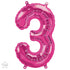 Magenta Pink Number 3 Balloons | 34 Inch | Northstar