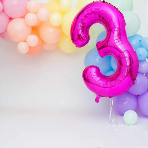 Magenta Pink Number 3 Balloons | 34 Inch | Northstar