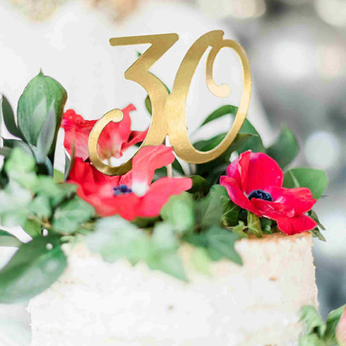 Number 30 Cake Topper | Metallic Gold