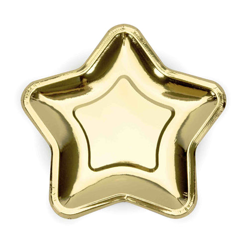 Metallic Gold Star Paper Plates | Small