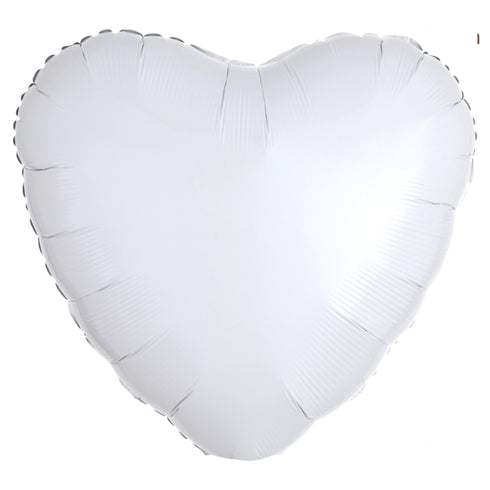 Heart Foil Balloons | Pearl Metallic White | 18 Inch