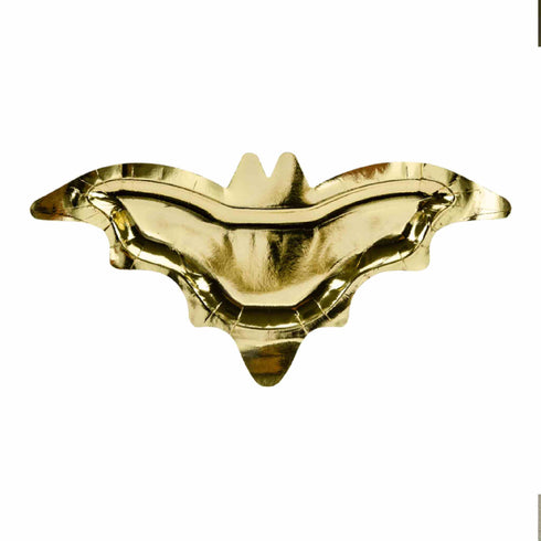Metallic Gold Bat Paper Party Plates | Set 6