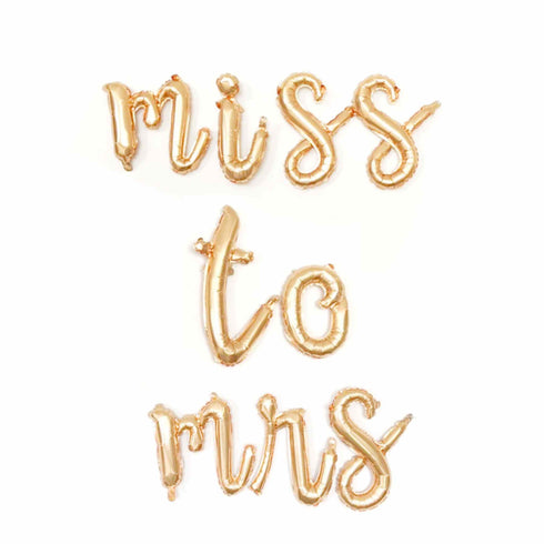 Miss to Mrs Script Letter Balloon Kit | Silver | Gold | Rose Gold