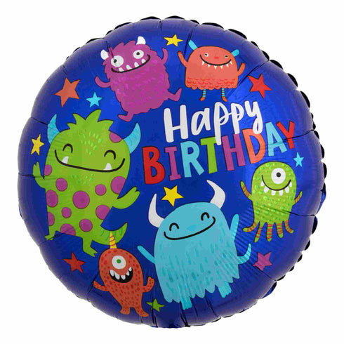 Monster Foil Balloon | 18 INCH Round | Happy Birthday