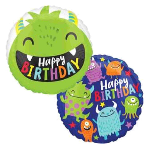 Monster Foil Balloon | 18 INCH Round | Happy Birthday