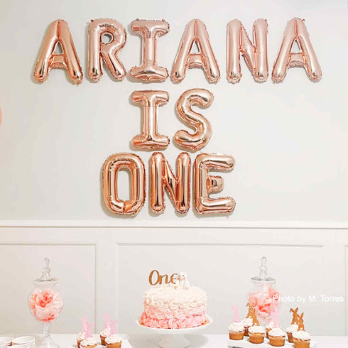 "Name is One" Letter Balloons | Silver | Gold | Rose Gold | Pink | Blue