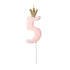 Pink Party Cake Candles with Gold Crown | Number 5
