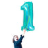 Glitter Teal Blue Number 1 Balloons | 40 INCH