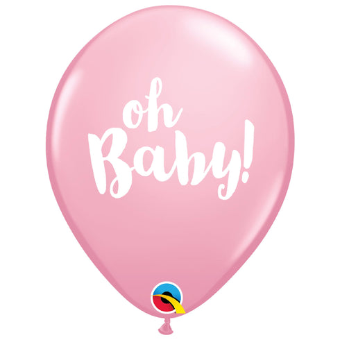 Pink Oh Baby Latex Balloons | 11 Inch | Package 6