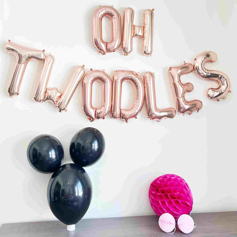 OH TWODLES Balloon Banner Kit | Silver | Gold | Rose Gold | Pink | Blue