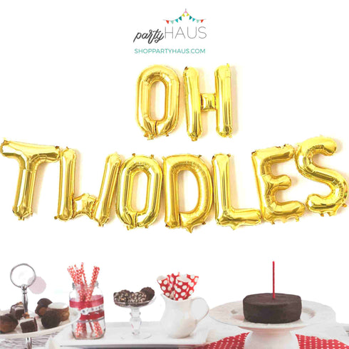 OH TWODLES Balloon Banner Kit | Silver | Gold | Rose Gold | Pink | Blue