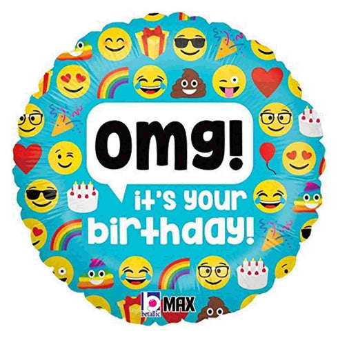 OMG Birthday Emoji Balloon | 18 Inch