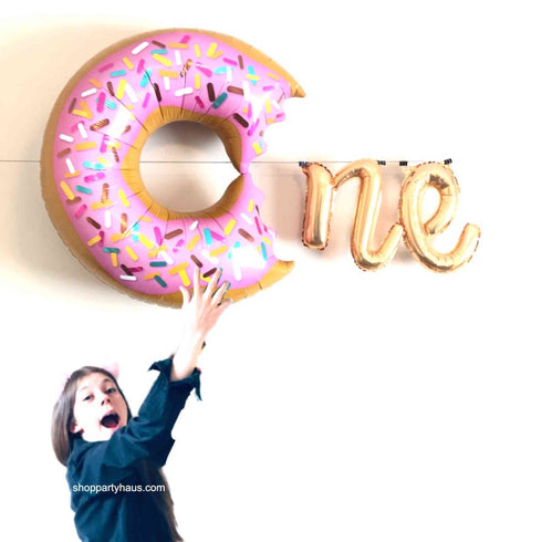 ONE Birthday Donut + Letter Balloon Banner Backdrop