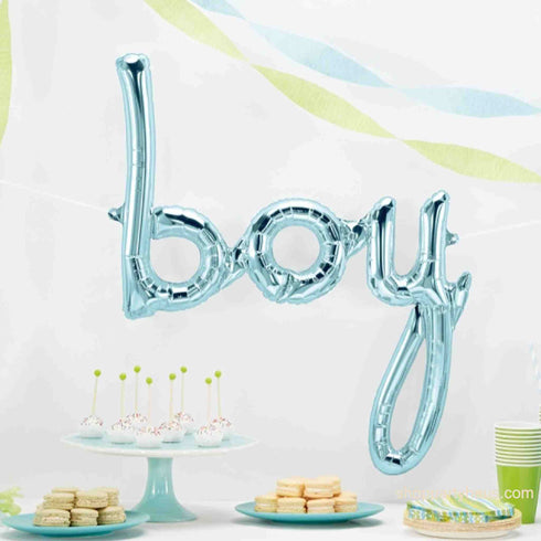 Pastel Blue Script Boy Balloon | 42 Inch