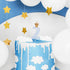 Pastel Blue Party Cake Candles with Gold Crown | Number 2
