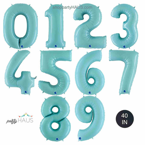 40 INCH | Pastel Blue Number Balloons