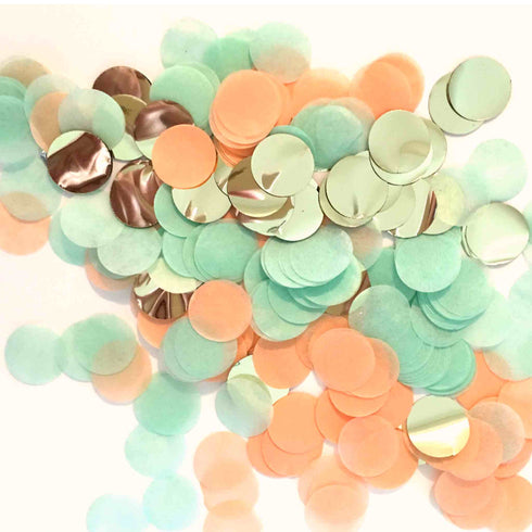 Peach Mint and Metallic Gold Hand Cut Confetti