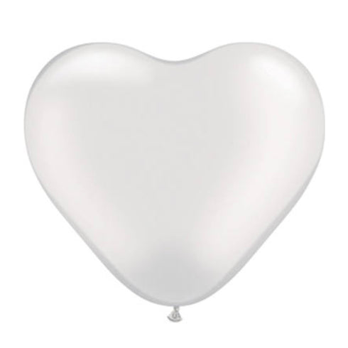 Pearl White | 11 INCH | Qualatex Heart Latex Balloons | Package 10