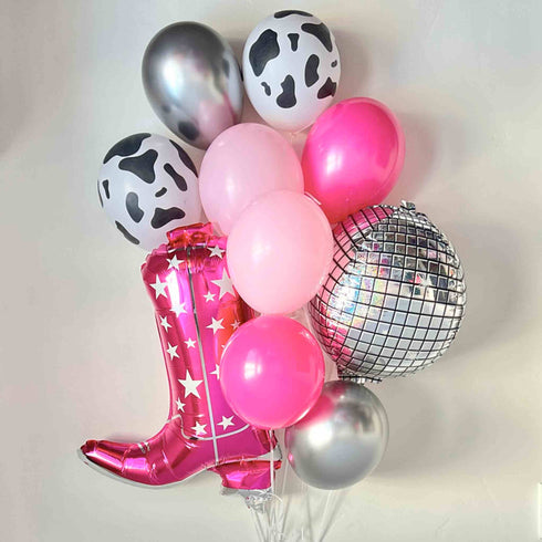 Disco Pink Cowgirl Boots Balloon Bouquets | Set 10