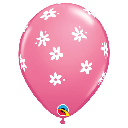 Pink Daisies Print Latex Balloons | 11 Inch | Set 6