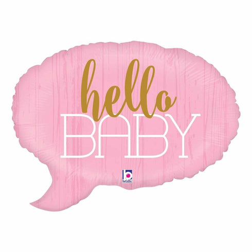 Pink Hello Baby Shout Out Foil Balloons | 24 INCH