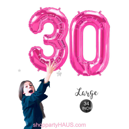 Magenta Pink Number 30 Balloons | 16 Inch 34 Inch | Northstar